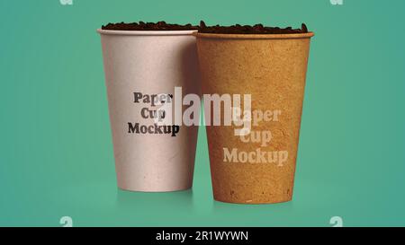 Simply minimalist coffee or tea paper cup mockup. Stock Photo