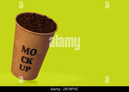 Simply minimalist coffee or tea paper cup mockup. Stock Photo