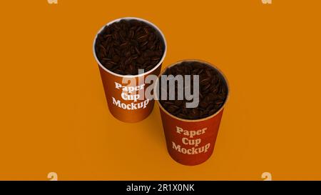 Simply minimalist coffee or tea paper cup mockup. Stock Photo