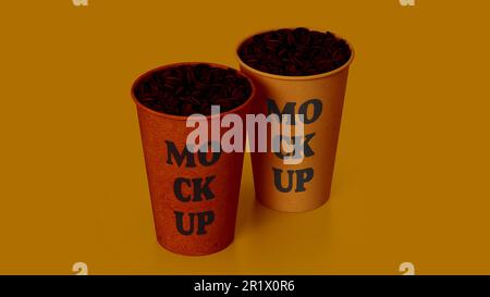 Simply minimalist coffee or tea paper cup mockup. Stock Photo