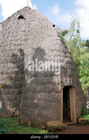 Elephant shaped bamboo hut belonging to the Dorze tribe in Ethiopia Stock Photo