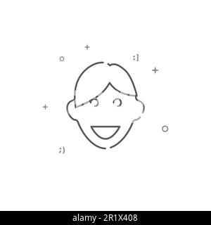 Smiling teen boy simple vector line icon. Symbol, pictogram, sign isolated on white background. Editable stroke. Adjust line weight. Stock Vector