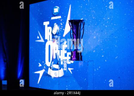 Paris, France. 15th May, 2023. The official trophy ahead of the 2023 Arkema D1 trophies ceremony on May 15, 2023 at Pavillon d'Armenonville in Paris, France - Photo Melanie Laurent/A2M Sport Consulting/DPPI Credit: DPPI Media/Alamy Live News Stock Photo