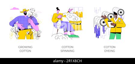 Cotton dyeing isolated cartoon vector illustrations. Man checking ...