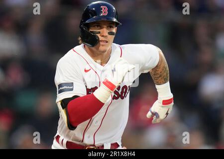 Cleveland, United States. 26th June, 2022. Boston Red Sox Jarren Duran (40)  hits a RBI double in the fourth inning against the Cleveland Guardians at  Progressive Field in Cleveland, Ohio on Sunday