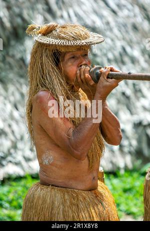 RIVER, JIVARO INDIAN MAN WITH BLOW GUN Stock Photo - Alamy