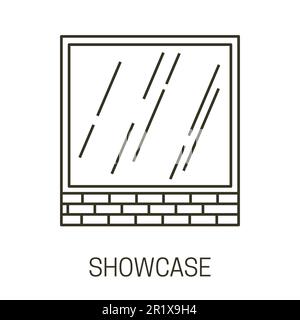 Showcase isolated outline icon, glass or shop window Stock Vector