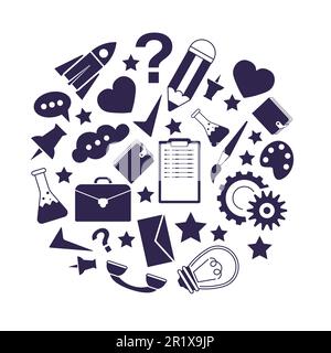 Intellectual property protection isolated icons, science and art Stock Vector