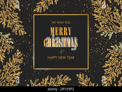 Merry Christmas and Happy New Year greeting card Stock Vector