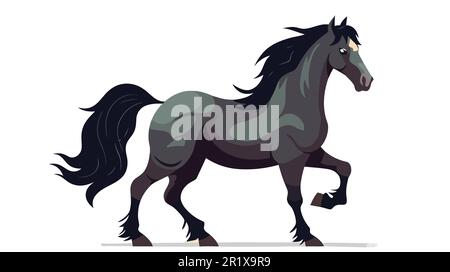 Vector illustration of a white horse isolated on a white background ...