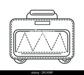 Suitcase or valise, bag on wheels, traveling baggage, isolated icon Stock Vector