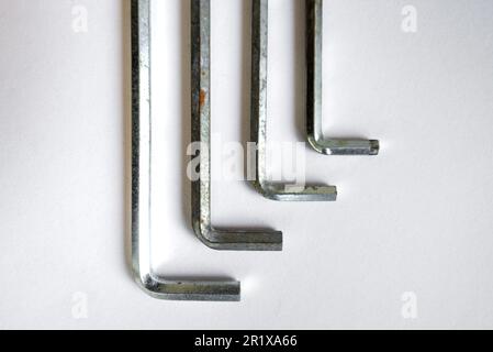 Allen Keys set, also known as Hex keys, isolated on white background. Stock Photo