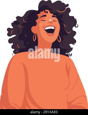 Smiling woman with curly hair over white Stock Vector