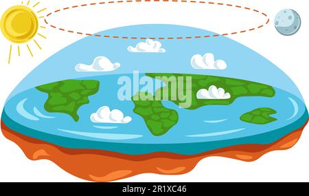 Conspiracy theory, flat Earth, disc planet vector Stock Vector