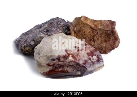 Pelitic Schist Rock isolated on White Background close up Stock Photo