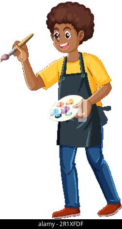 Teenage Boy Holding a Color Brush illustration Stock Vector Image & Art ...