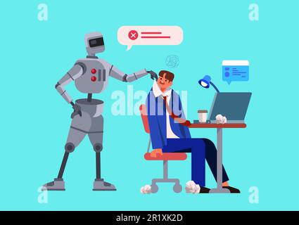 AI artificial intelligence robot versus person human Stock Photo