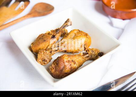 Fried chicken drumsticks. Stock Photo