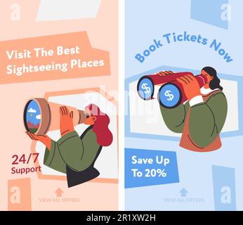 Visit best sightseeing places, book tickets now Stock Vector