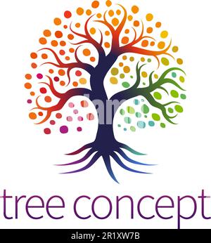 Rainbow Tree Abstract Stylised Concept Design Icon Stock Vector