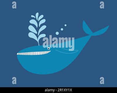 Blue Whale Silhouette Vector Illustration Isolated on white background ...