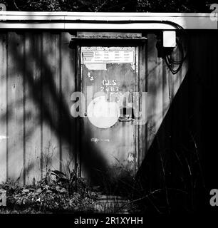 Old Shipping containers used for storage, Peter Symonds College, Winchester, Hampshire, England, United Kingdom Stock Photo