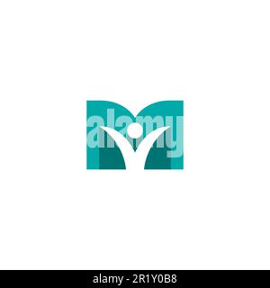 M Health People Logo Design. Letter M Human Logo Stock Vector