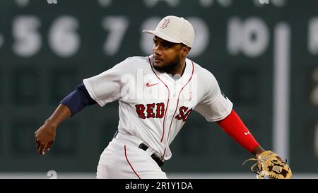 Los Angeles Angels' Hunter Renfroe plays against the Boston Red Sox during  the first inning of a baseball game, Monday, April 17, 2023, in Boston. (AP  Photo/Michael Dwyer Stock Photo - Alamy