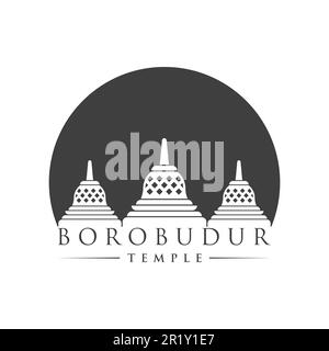 borobudur temple logo design vector isolated on white background. Stock Vector