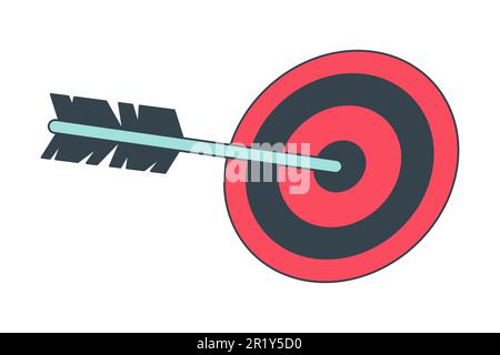 Arrow target flat line color isolated vector object Stock Vector