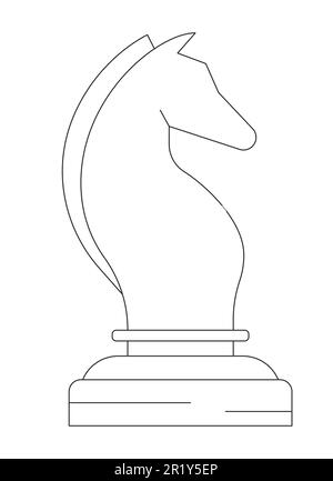 Knight single chess piece flat isolated outline vector object Stock Vector