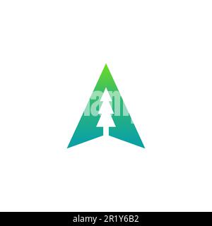 Letter A Pine Logo Vector Illustration. Pine Icon Stock Vector