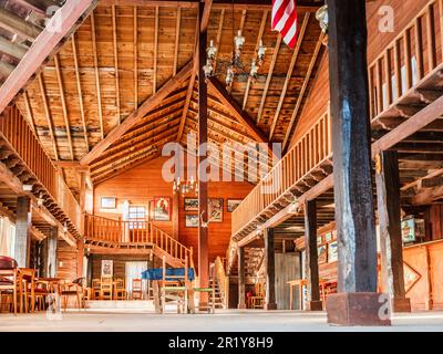 Almeria, Spain-December 28th 2022:Great view of houses in western style set for movies, mini hollywood in the middle of desert, in Tabernas, Almeria, Stock Photo