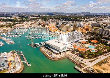 Awesome view of modern, lively and sophisticated Vilamoura Marina  , one of the largest leisure resorts in Europe, Vilamoura, Algarve, Portugal Stock Photo