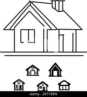 This simple house icon set is perfect and  serves a variety of purposes, including home, house, palace, resort, apartment, and tower. Stock Vector