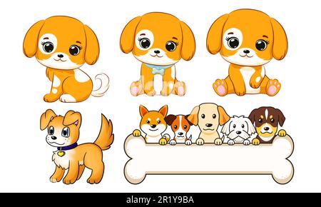 Adorable and Playful Dogs EPS File - A Collection of Various Puppies and Breeds in Vector Format for Multiple Purposes Stock Vector