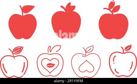 Apple vector icons for your design projects. Choose different styles, colors and edit them to suit your needs and preferences Stock Vector