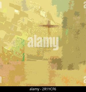 Modern Abstract Art - Vector Illustration From Digital Contemporary Painting Square Colorful Composition Yellow Colors Stock Vector