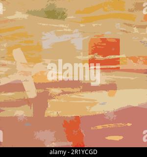 Modern Abstract Art - Vector Illustration From Digital Contemporary Painting Square Colorful Composition Orange Colors Stock Vector