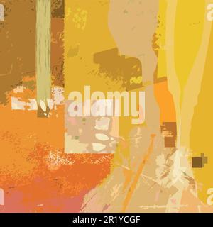 Modern Abstract Art - Vector Illustration From Digital Contemporary Painting Square Colorful Composition Orange Colors Stock Vector