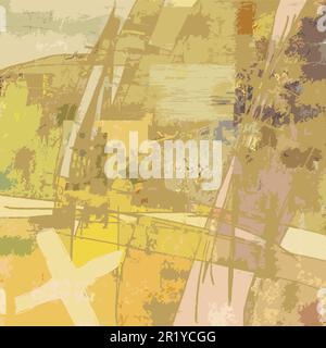 Modern Abstract Art - Vector Illustration From Digital Contemporary Painting Square Colorful Composition Yellow Colors Stock Vector
