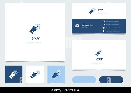 Ctr logo design with editable slogan. Branding book and business card template. Stock Vector