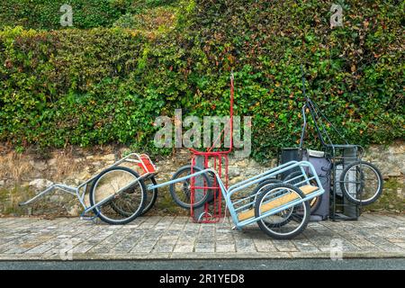 Carts on Ile-au-Moines, Gulf of Morbihan, Brittany, France Stock Photo