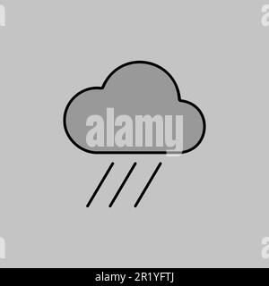 Raincloud vector grayscale icon. Meteorology sign. Graph symbol for travel, tourism and weather web site and apps design, logo, app, UI Stock Vector