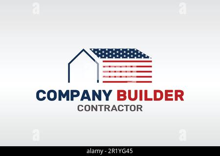 Iconic House American Logo Design for Real Estate Stock Vector
