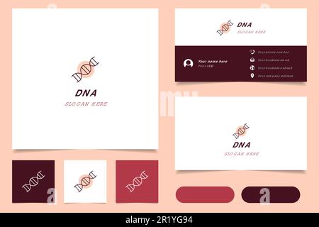 Dna logo design with editable slogan. Branding book and business card template. Stock Vector