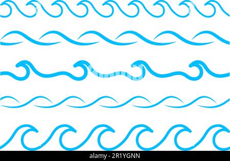 Wave icon set. Collection of Water line symbol. Vector illustration Stock Vector