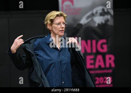 Bad Hersfeld, Germany. 16th May, 2023. Director Tina Lanik, photographed at the start of rehearsals for the opening play 'King Lear'. Shakespeare's drama will premiere at the 72nd Bad Hersfeld Festival on June 30, 2023. Credit: Uwe Zucchi/dpa/Alamy Live News Stock Photo