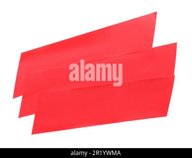 Pieces of red insulating tape isolated on white, top view Stock Photo