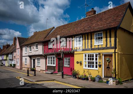 Saffron Walden North Essex UK. Traditional half timbered houses on Castle Street Saffron Walden,  61 & 63 Castle St are 16th Century Houses. Grade II. Stock Photo